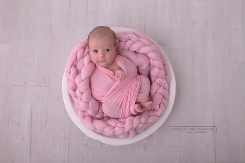 waches, aufgewecktes Baby beim Wiener Neugeborenen Fotoshooting