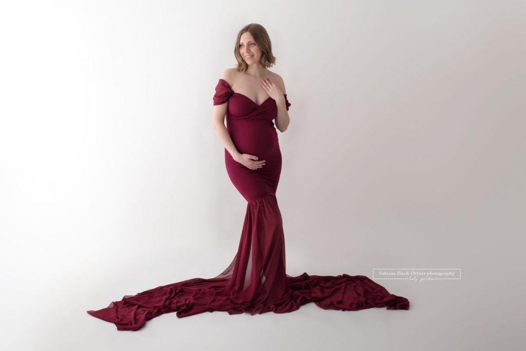 Babybauch Kleid für Fotoshooting in Rot