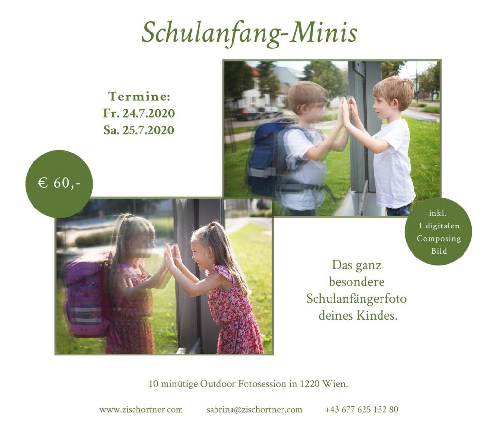 Schulanfang Minisession mit Schultasche für Vorschulkinder von Sabrina Zisch-Ortner