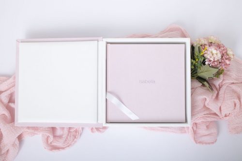 Rubin Fotobuch mit passender rosa Aufbewahrungsbox