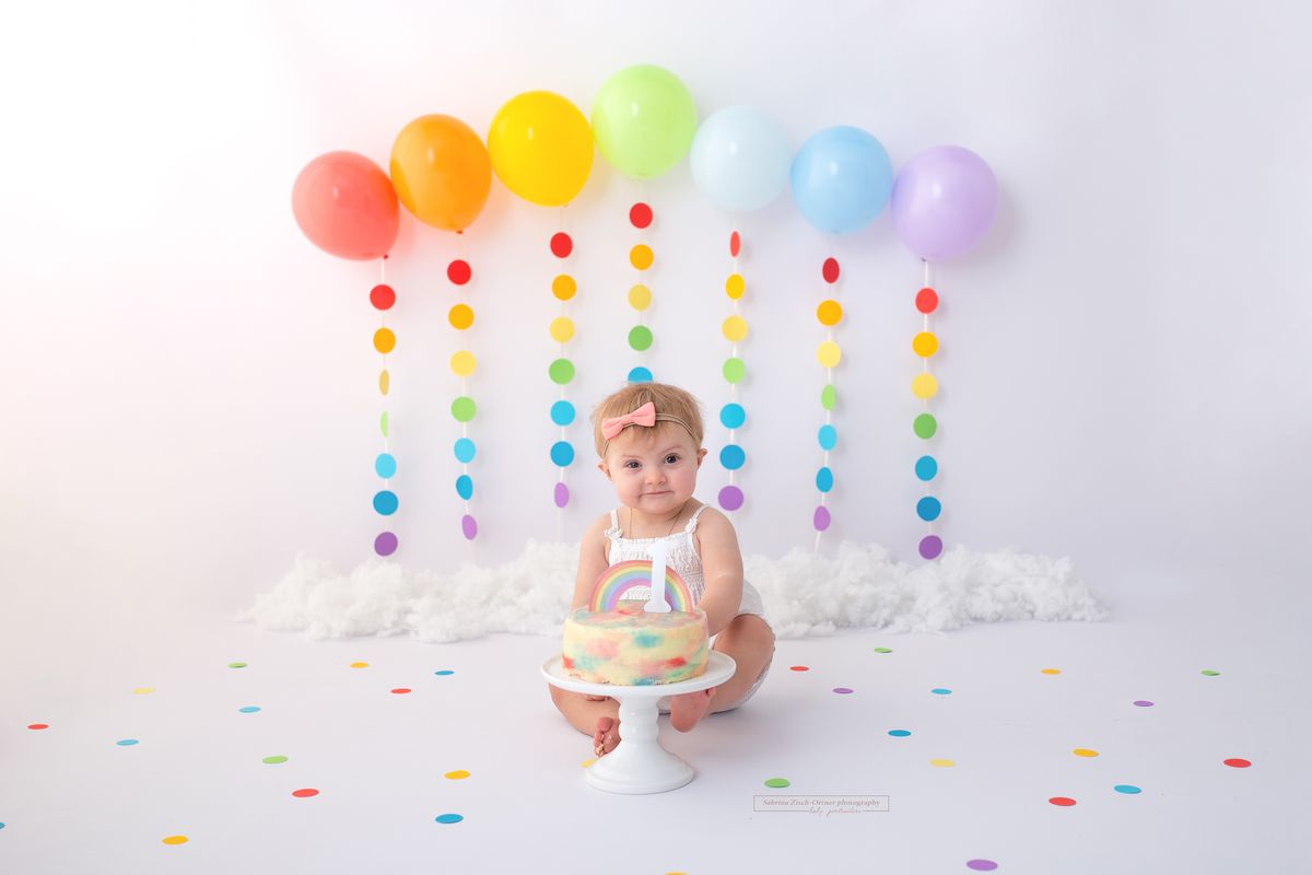 Regenbogen Cake Smash Torten Geburtstags Fotoshooting